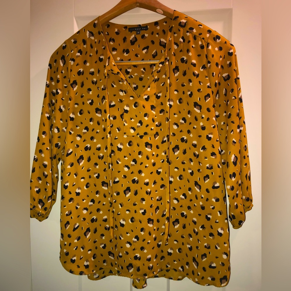mustard leopard blouse
